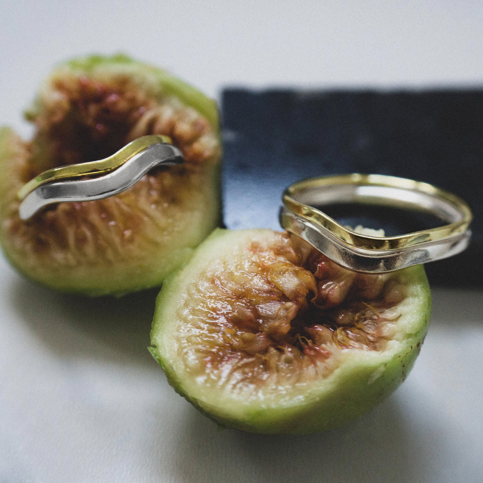 Hadou wavy ring in silver and gold plated silver