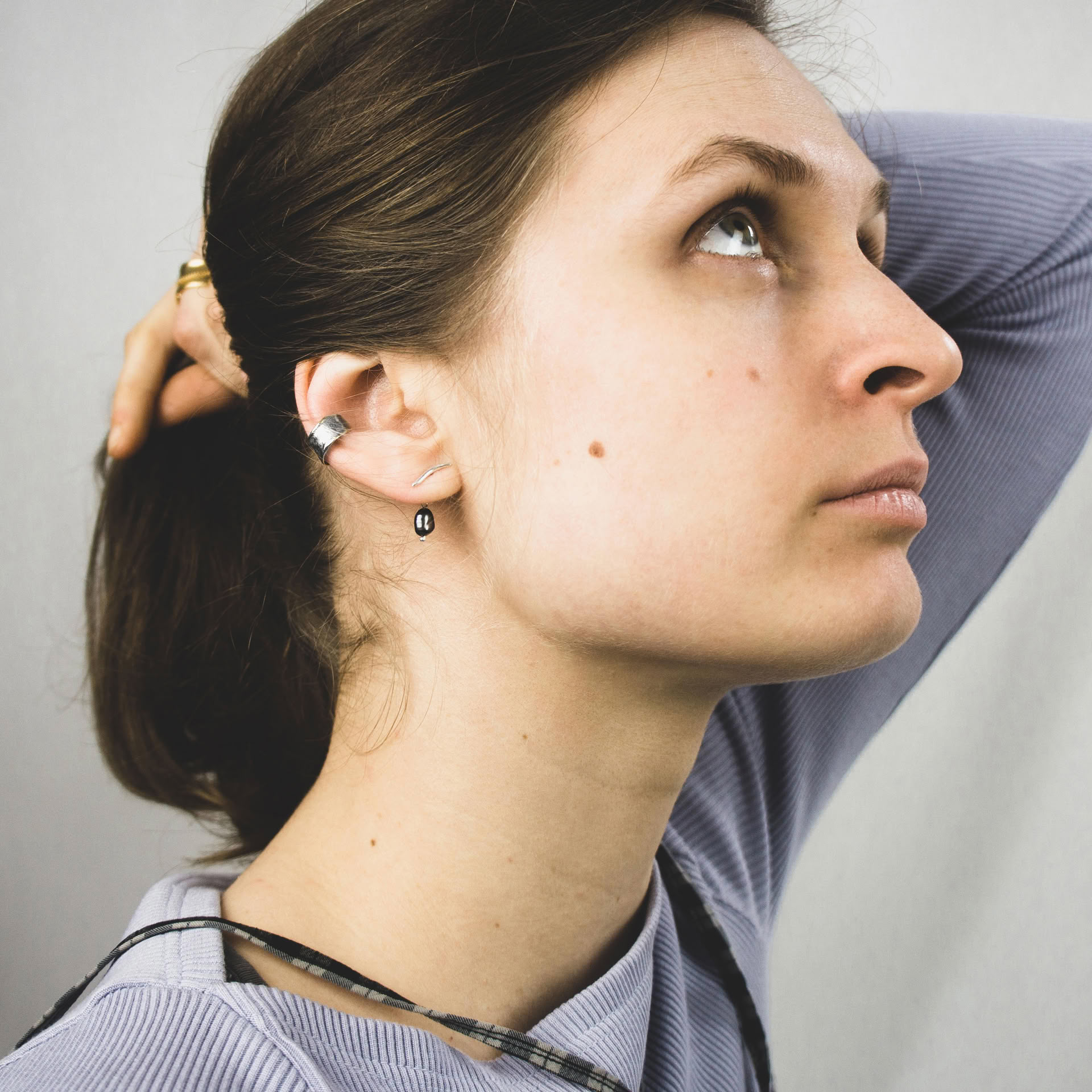 Kara textured ear cuff in silver