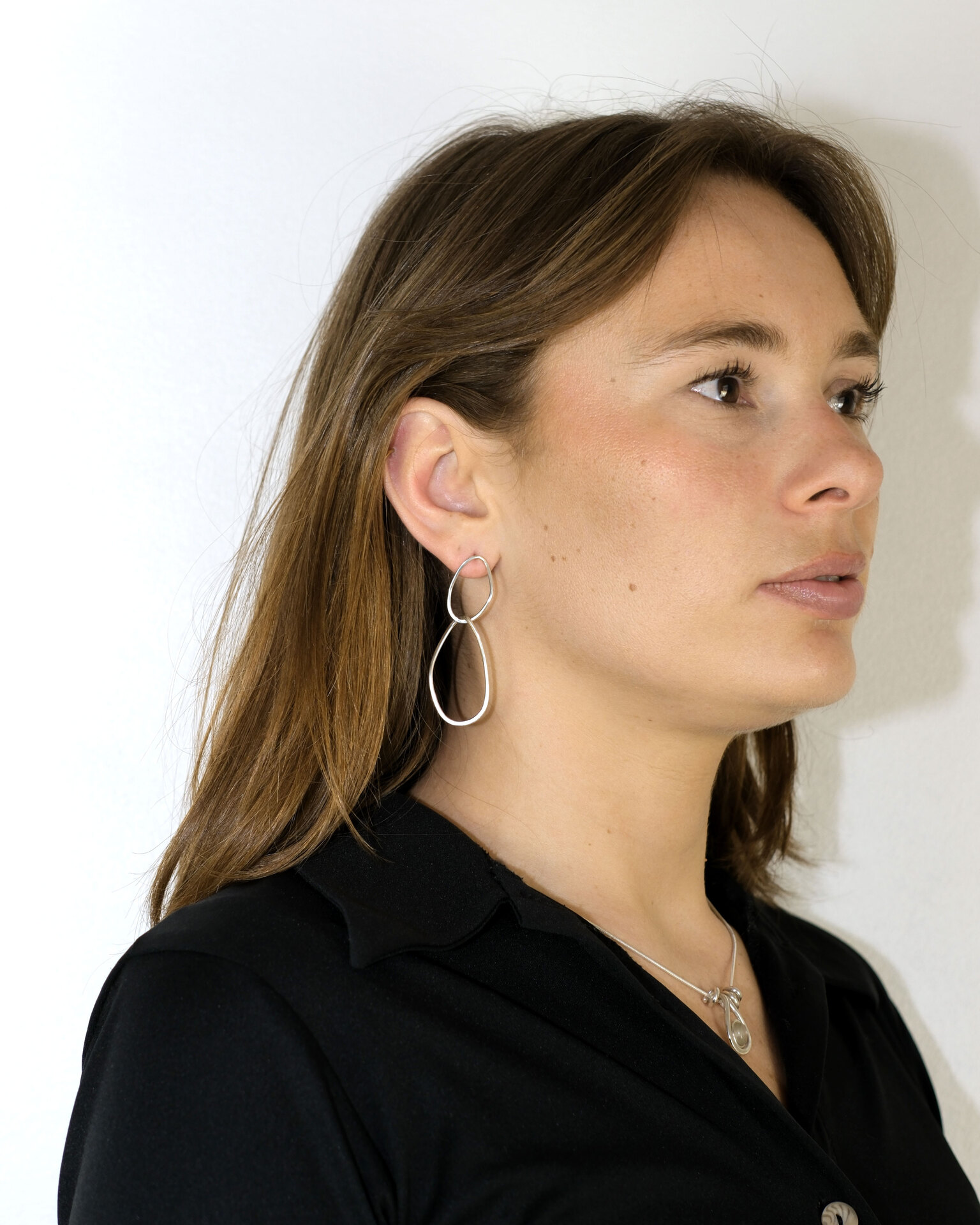 BoroBoro asymmetrical oval shaped earrings sterling silver.