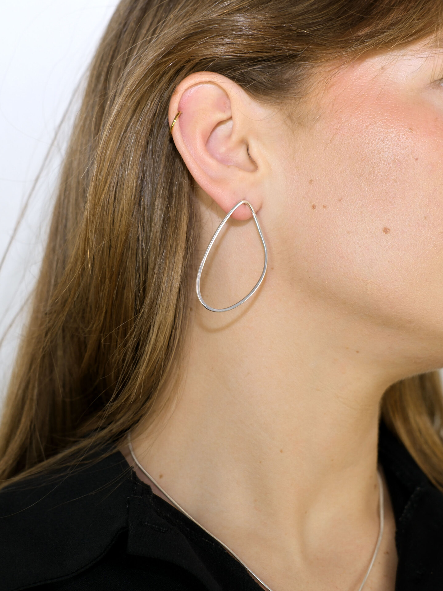 BoroBoro asymmetrical oval shaped earrings sterling silver.