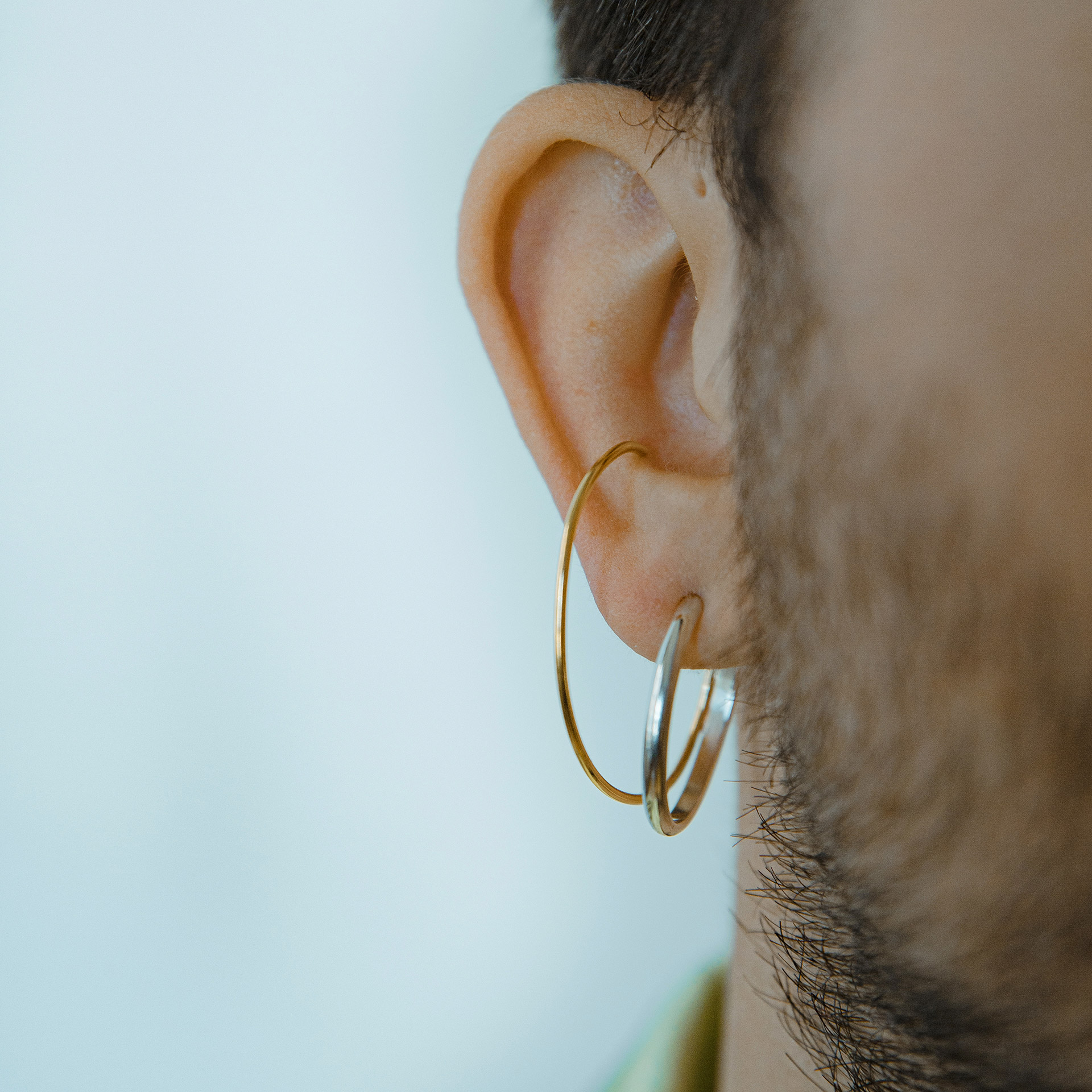 Hattari double hoops in silver and gold plated silver.