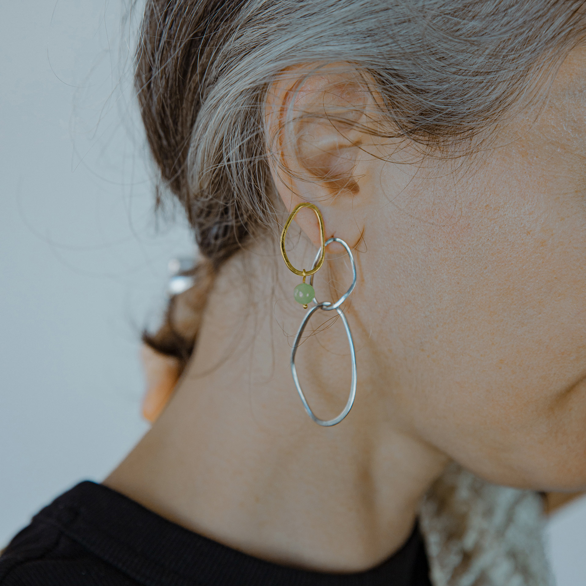 BoroBoro asymmetrical oval shaped earrings sterling silver.