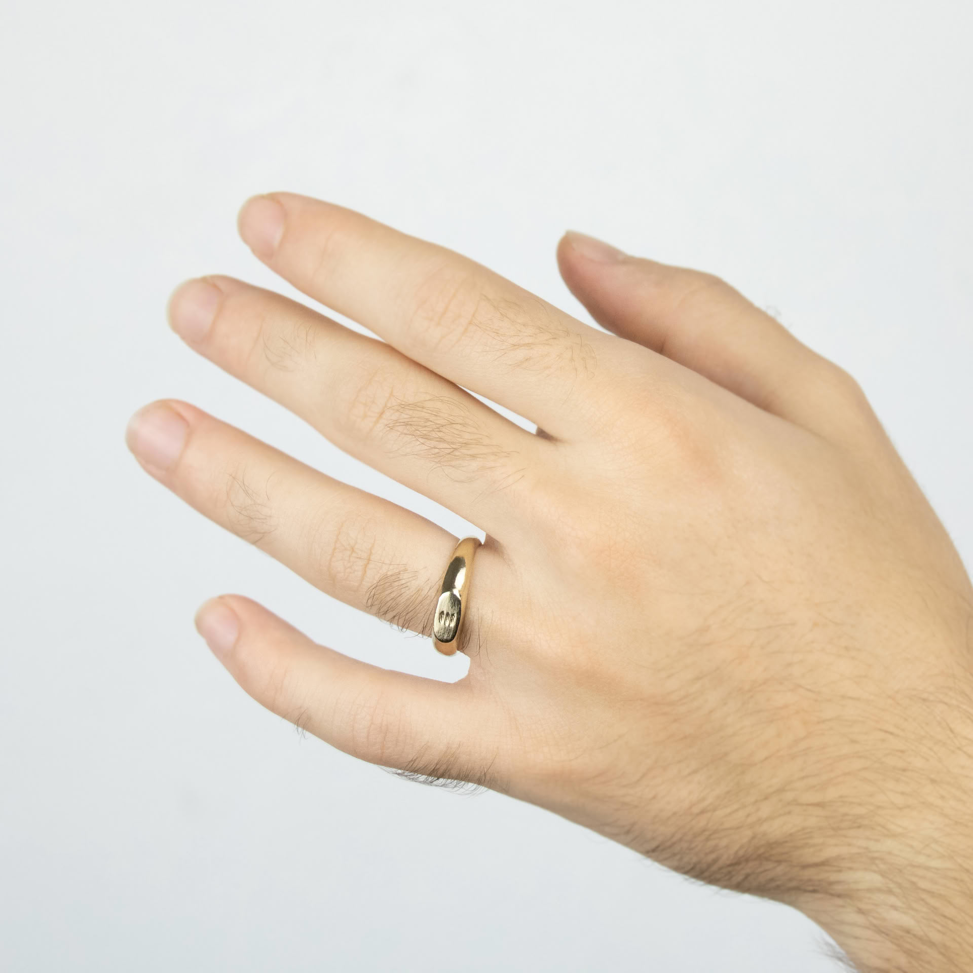 Kishou signet ring in gold plated silver, with three engrave lines