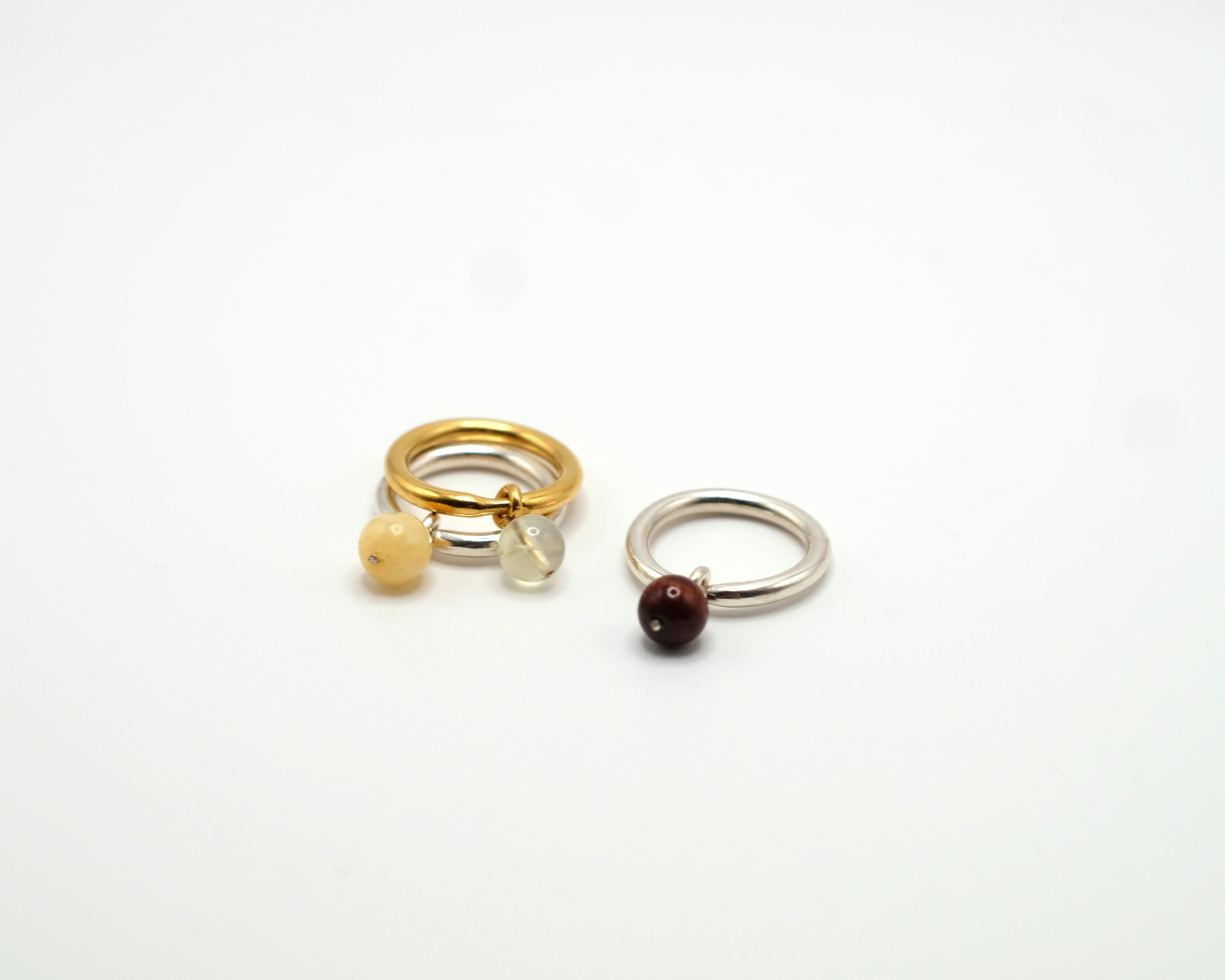 BoroBoro minimalist rings with movable bead.