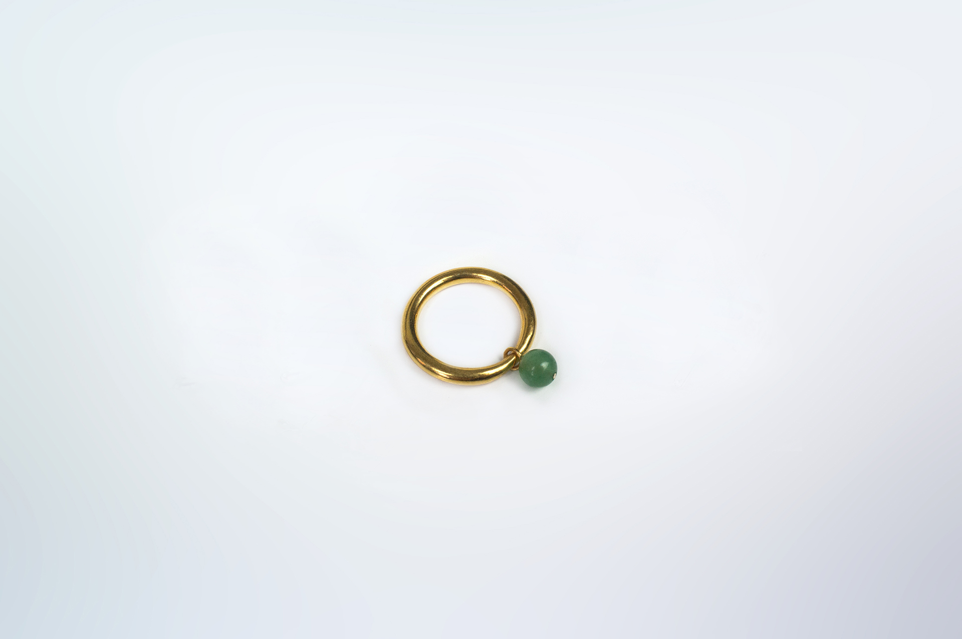 BoroBoro minimalist gold plated ring with movable aventurine bead.